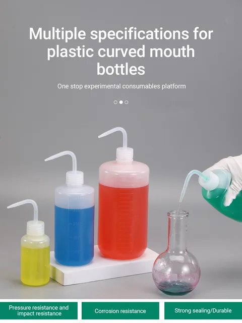 3 Bottiglie Di Lavaggio Da Laboratorio LDPE 250ml - Sicurezza In Plastica A Bocca Stretta - Foto 3