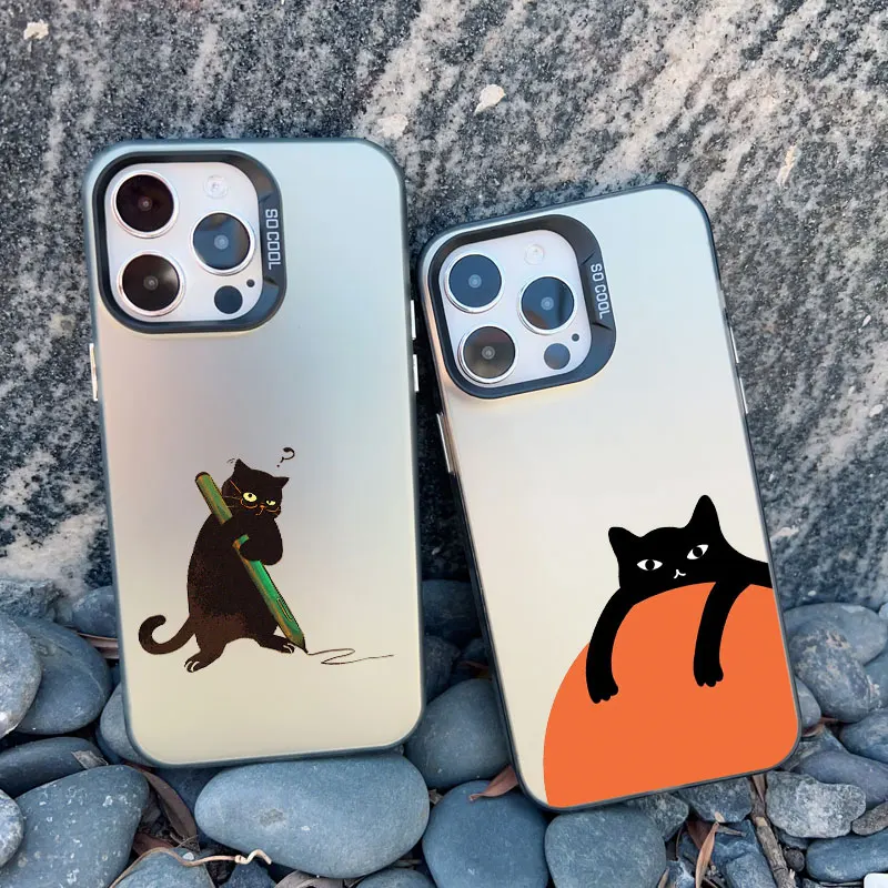 Black Cat Personality Shockproof Laser Back Phone Case