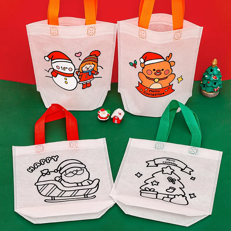 Heiheiup Christmas Handmade Diy Non Woven Gift Bag Material Package  Christmas Bag Peace Fruit Bag Kindergarten*1pcs Kids Arts And Crafts Ages  2-5