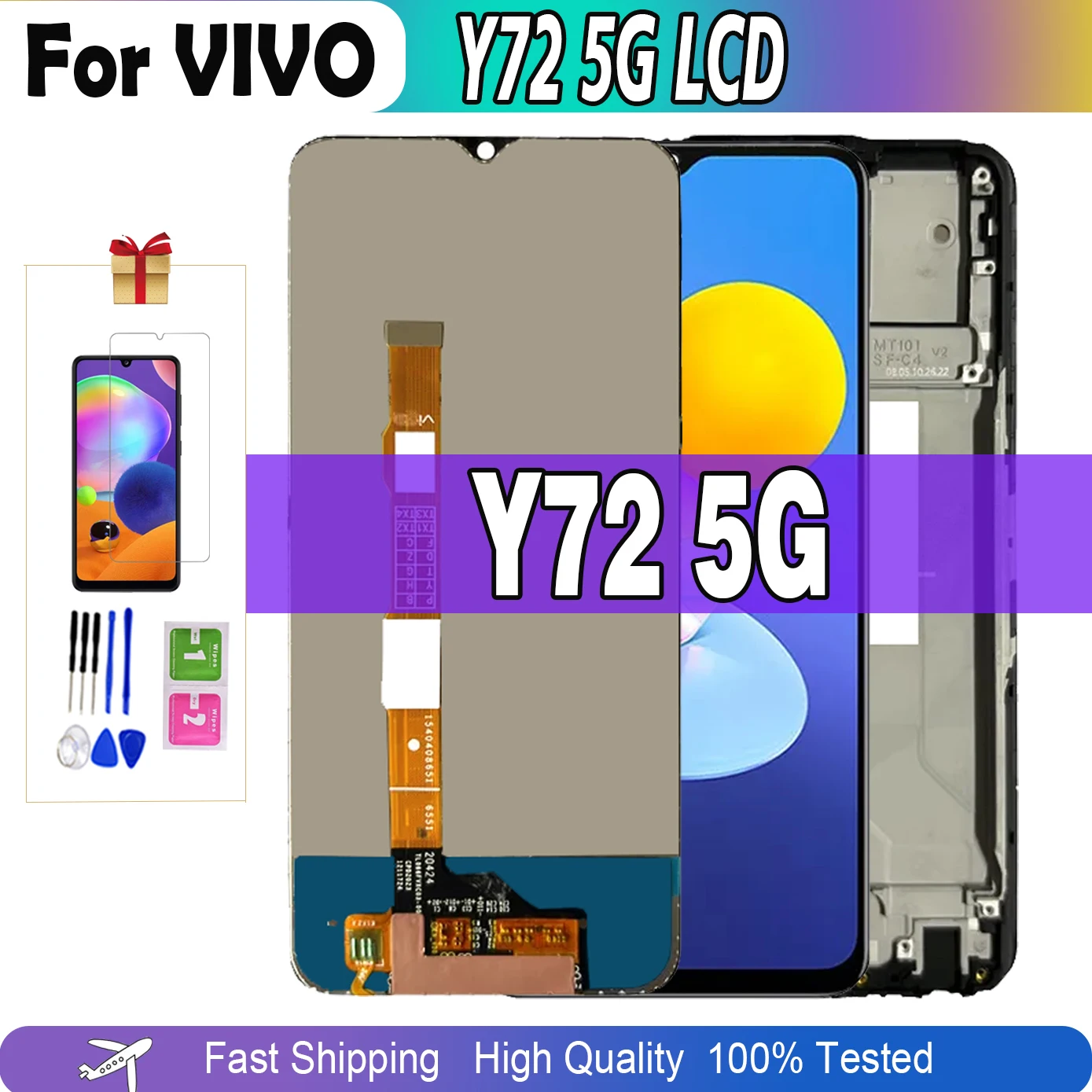 

High quality 6.58"Original For Vivo Y72 5G LCD V2041 Display Screen Touch Digitizer Replacement Parts Assembly 100% Tested