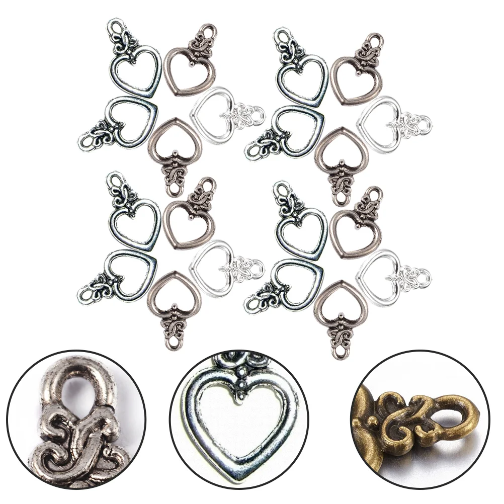

Heart Button Bracelet Connectors Alloy Toggle Clasps Locking Jewelry Clasps for Buckles DIY Connecting Making Necklaces