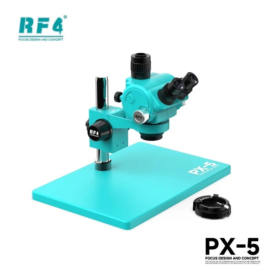 RF4 PX-5 줌 동시초점 삼안 실체 현미경, 26*38cm 금속 베이스 플레이트 포함, PCB 휴대폰 납땜 수리용