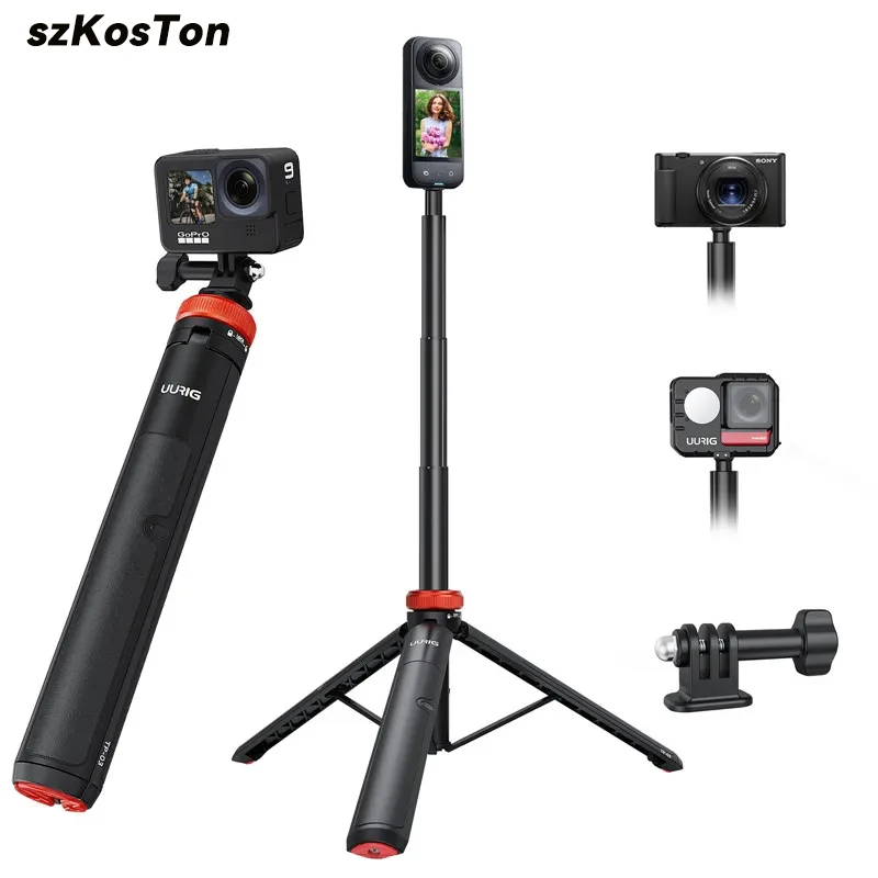 

Sports Camera Selfie Stick Tripod Stand Aluminum Alloy for GoPro 12 11/10/9/8 Insta360 X4 X2 X3 DJI Osmo Action 3 4 Accessories