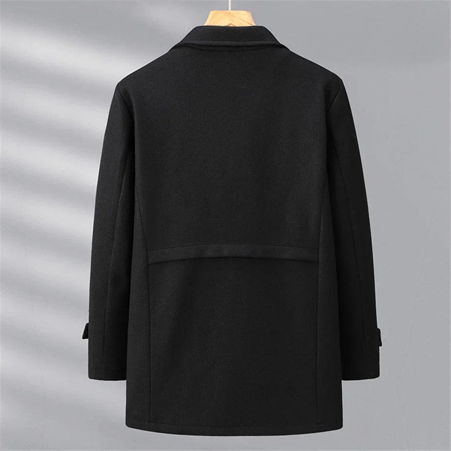 Woolen Jacket Men Plus Size 12XL Solid Color Jackets Woolen Coats Male Autumn Winter Long Style Jacket Fashion Casual 2