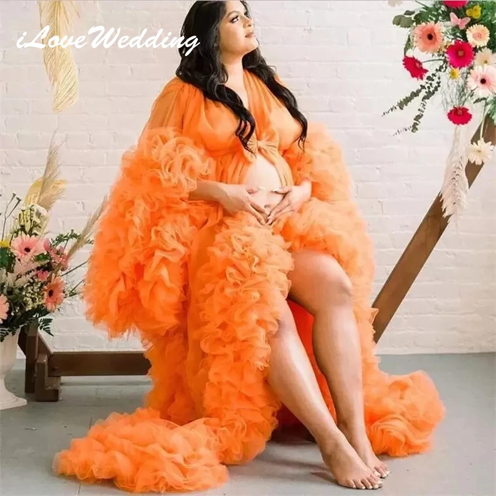 

ILoveWedding Luxury Maternity Dresses For Photo Shoot Photography Puffle Ruffles Tiered Pregnant Women Tulle Photography Gowns
