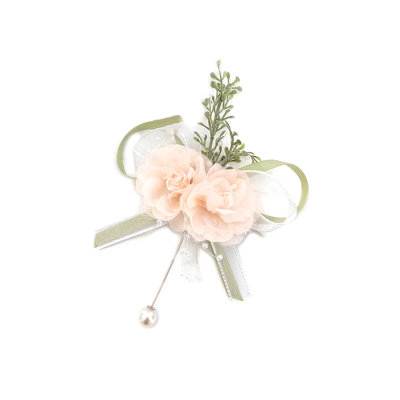 S57ee94a4c5104c919e7955e8fdef6299g Girls Bridesmaid Wrist Corsage Bridal Prom Party Boutonniere Satin Rose Pearl Bracelet Fabric Hand Flowers Wedding Accessories Mallzona