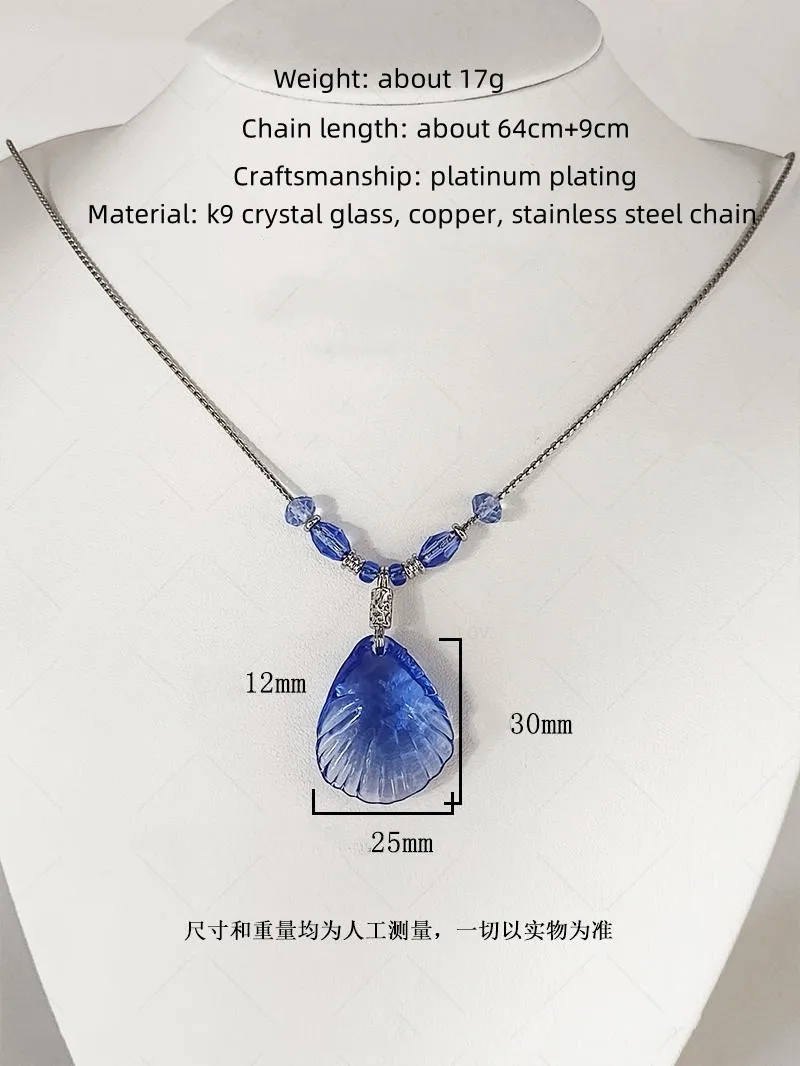 Game Love And Deepspace Rafayel Necklace Blue Shell Pendant Choker Chain Unisex Cosplay Prop Jewelry Couple Gifts 6