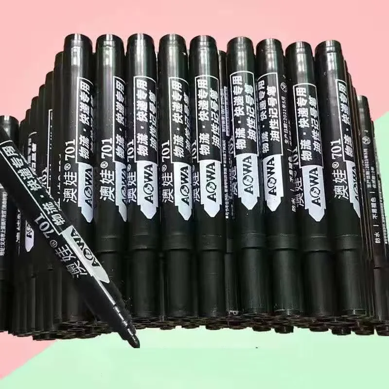 Premium Set of 10 Bold Black Non-Erasable Marker Pens for Permanent Marking and Notation