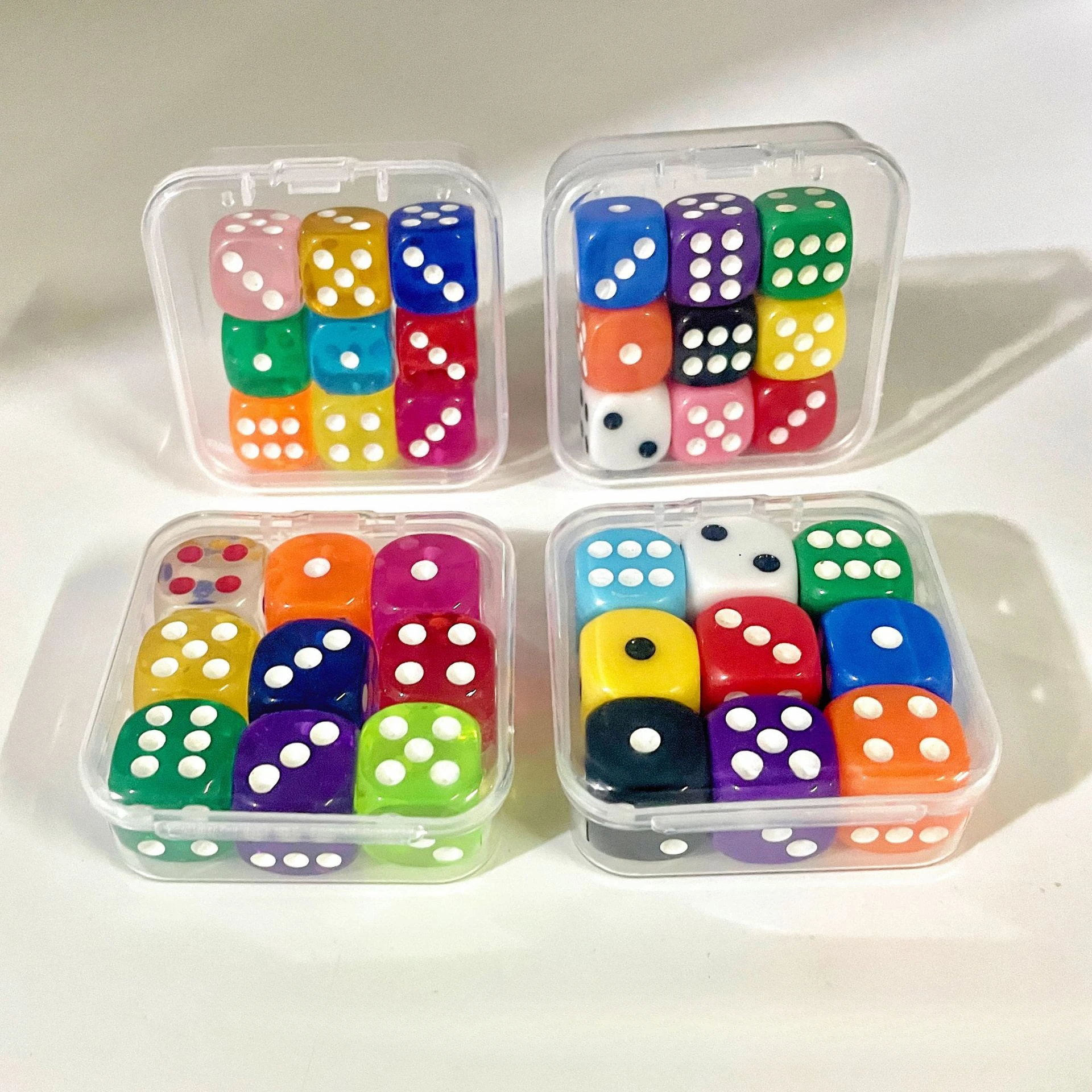 9pcs/set Dice Set Portable Transparent Storage Box for Math Games Gaming Enthusiasts