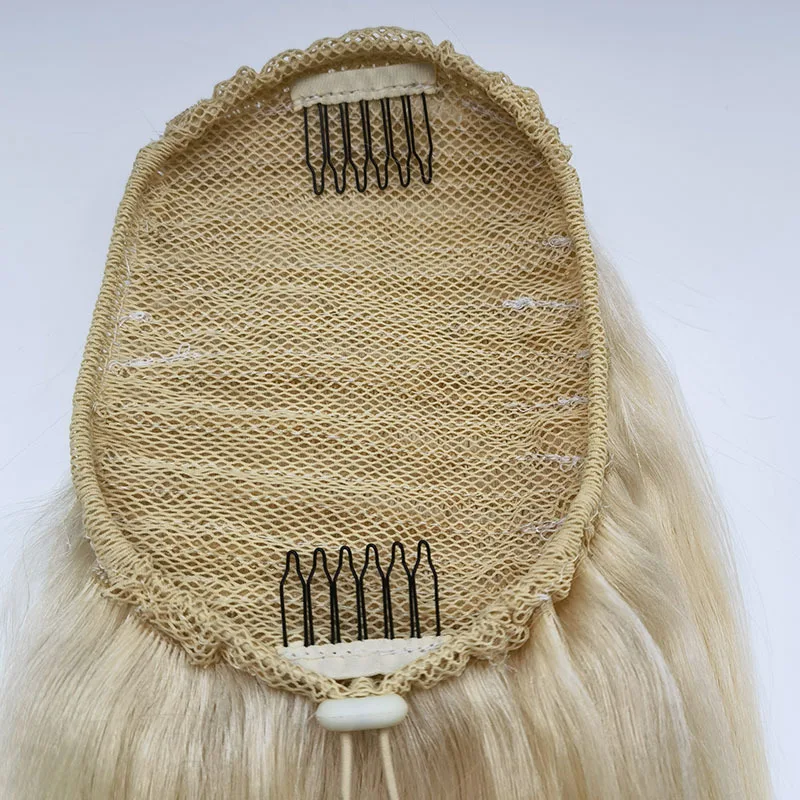 #613 Honey Blonde Straight Drawstring Ponytail Clip In Peruvian Ponytail Extension Remy Human Natural Hair Pony Tail 10-24Inch