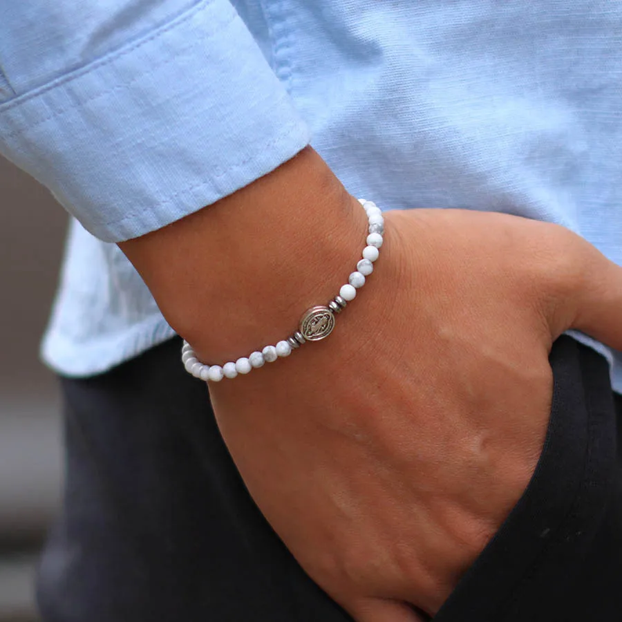 Hematite Beads Men Bracelet Natural Stone Healing Meditation