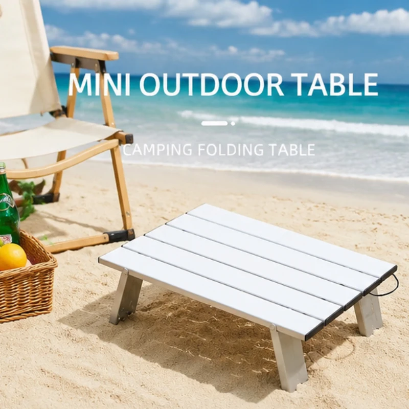 2PCS Lightweight Foldable Backpacking Table, Aluminum Roll-Up Outdoor Table for Camping, Picnic, Fishing, BBQ & Travel, Portable
