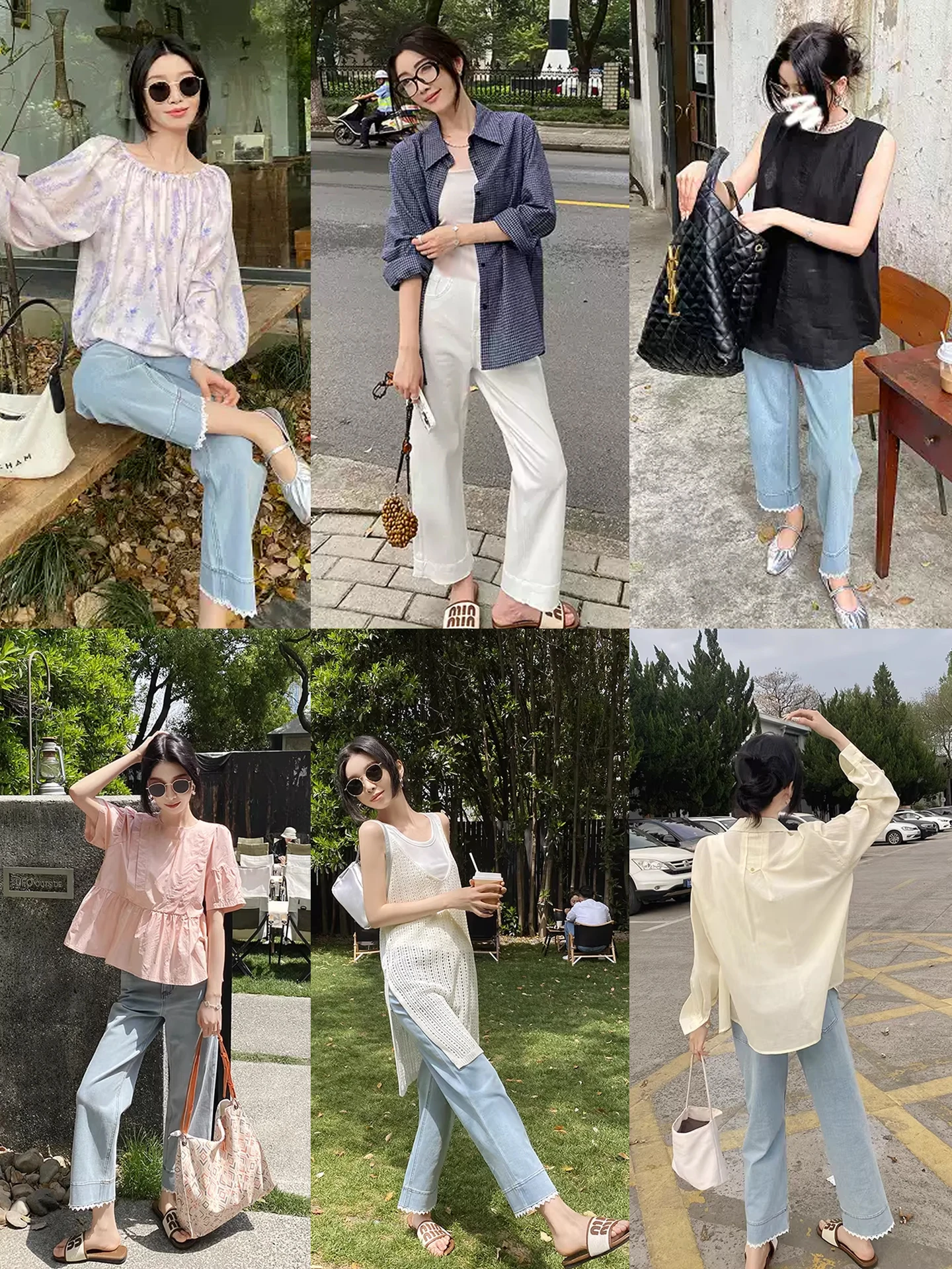 임산부용 레이스 트림 루즈핏 스트레이트 슬리밍 9부 바지 봄 여름 캐주얼웨어