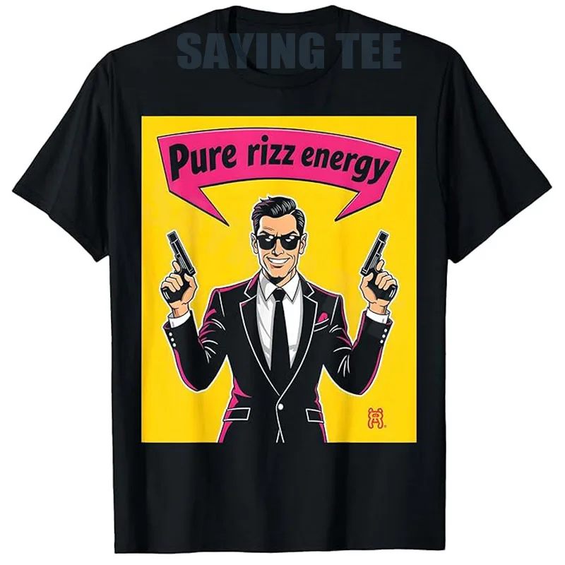 He Is Rizzin Pure Rizz Energy Grafikdesign T-Shirt Y2k Kurzarm Herrenbekleidung Sommermode Streetwear Kleidung Neuheit T-Shirt