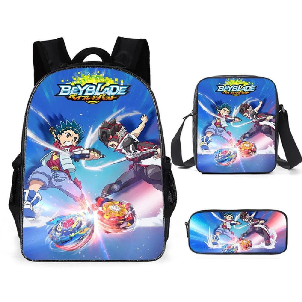Popular Beyblade Burst Evolution 3D Print 3pcs/Set pupil School Bags Laptop Daypack Backpack Inclined shoulder bag Pencil Case