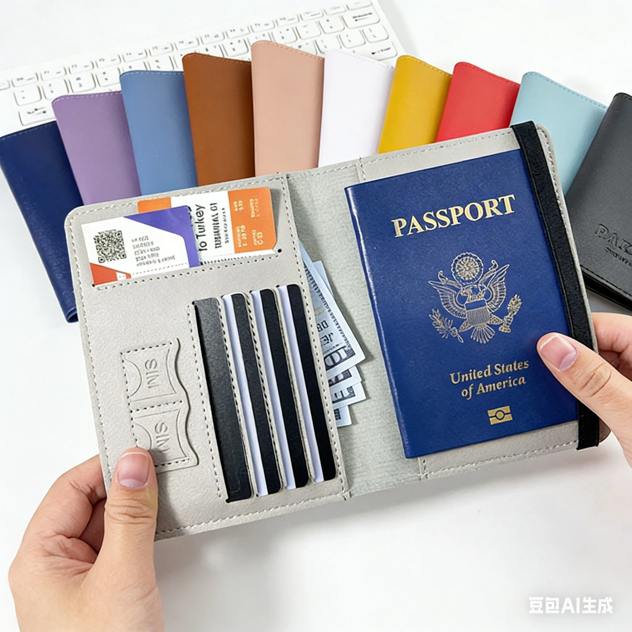 Portafoglio in Pelle per Passaporto, Accessorio Multifunzione, Custodia Protettiva, Porta Documenti da Viaggio per Donne/Uomini