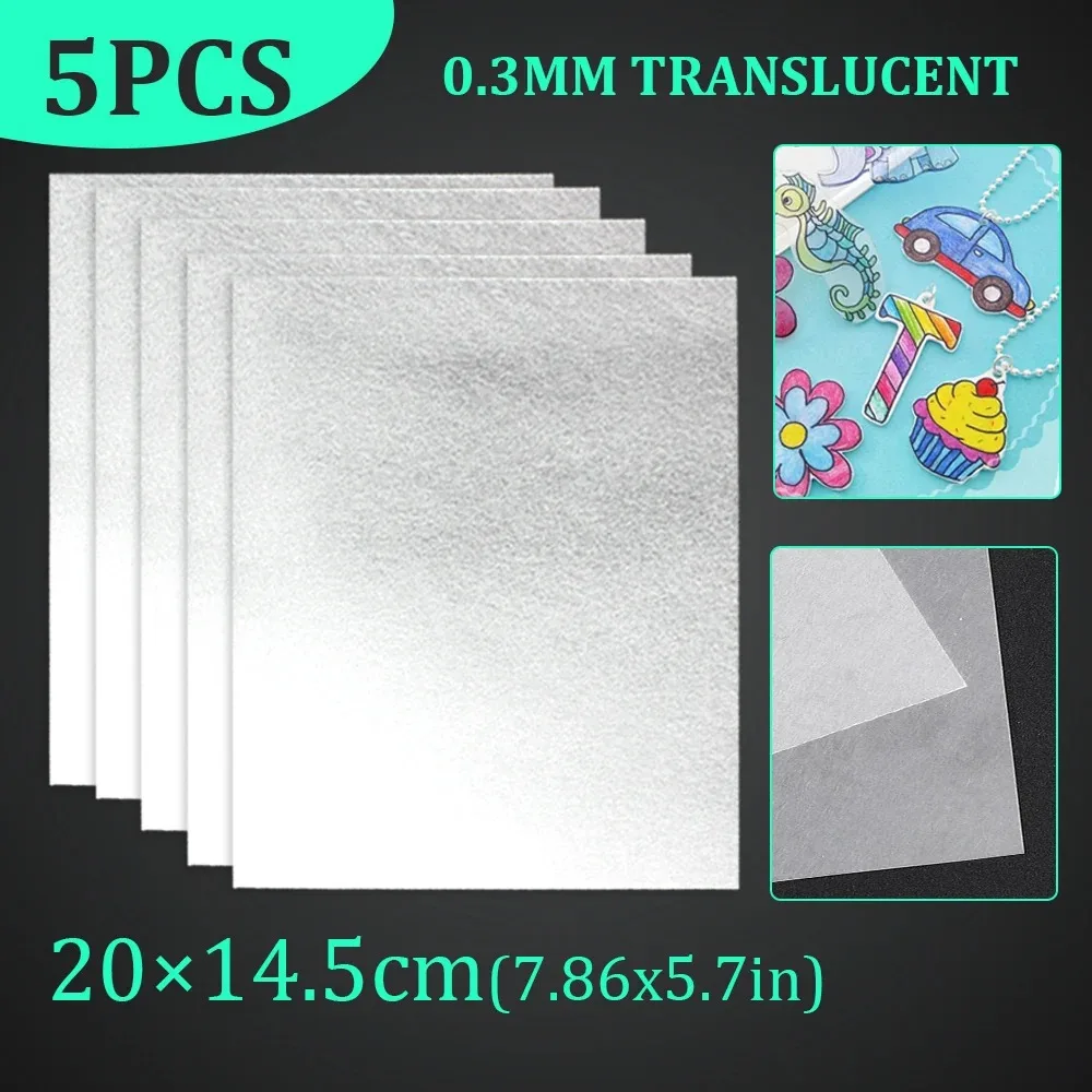 Shrink Plastic Sheets Fun Thermal Heat Shrink Film 5Pcs 14.5x20cm For DIY