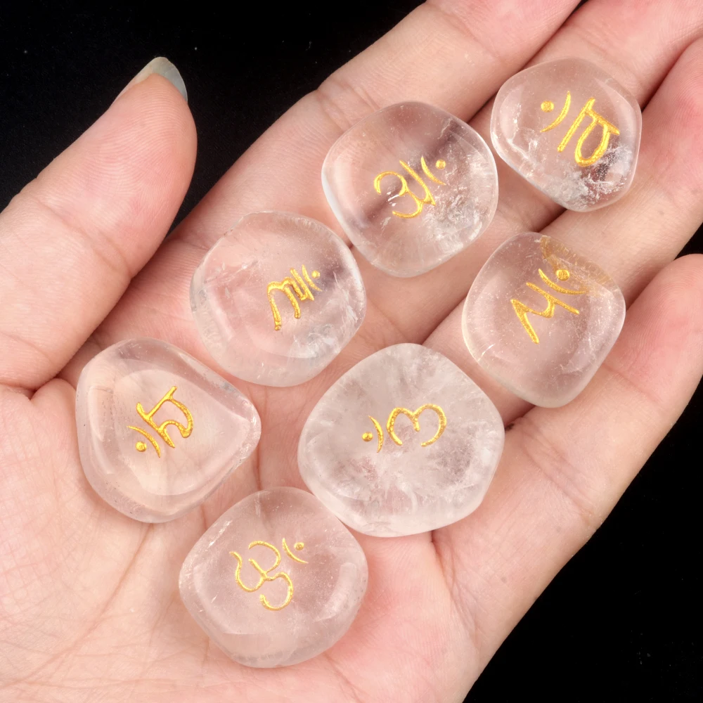 7 Stück natürliche Kristallornamente, quadratische Form, Runensteine, Hexen, Runen-Set, Reiki-Heilung, Energie, Edelstein, Fengshui-Dekoration, 20 mm – Detail 10
