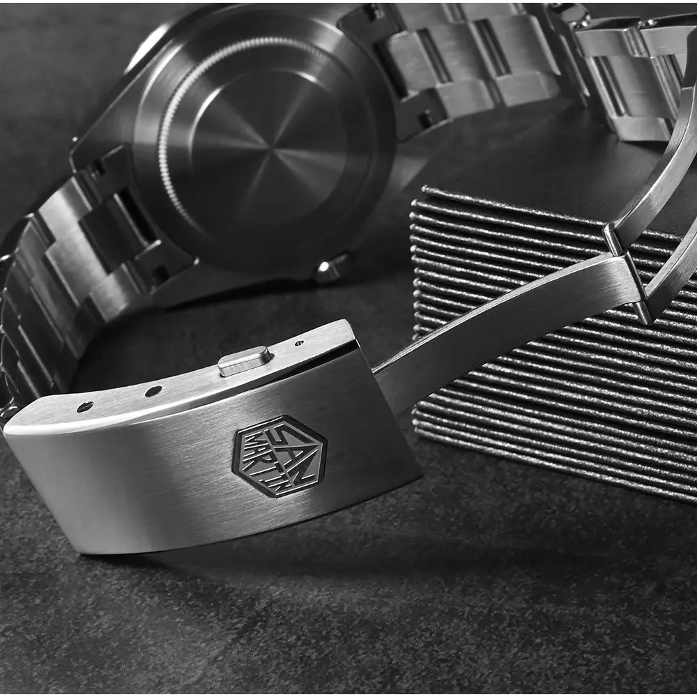 San Martin 16mm New Fly Micro Adjust Clasp Solid 316L Stainless Steel Folding For 3-Link Watch Bracelet Buckle Quality BK1642