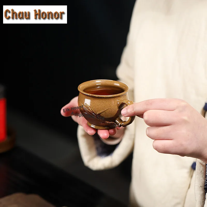Yixing Purple Clay Dragon's Blood Sand Teacup Vintage Tea Bowl Jug Tea-tasting Meditation Cup Chazhan Master Cups Cafes Supplies