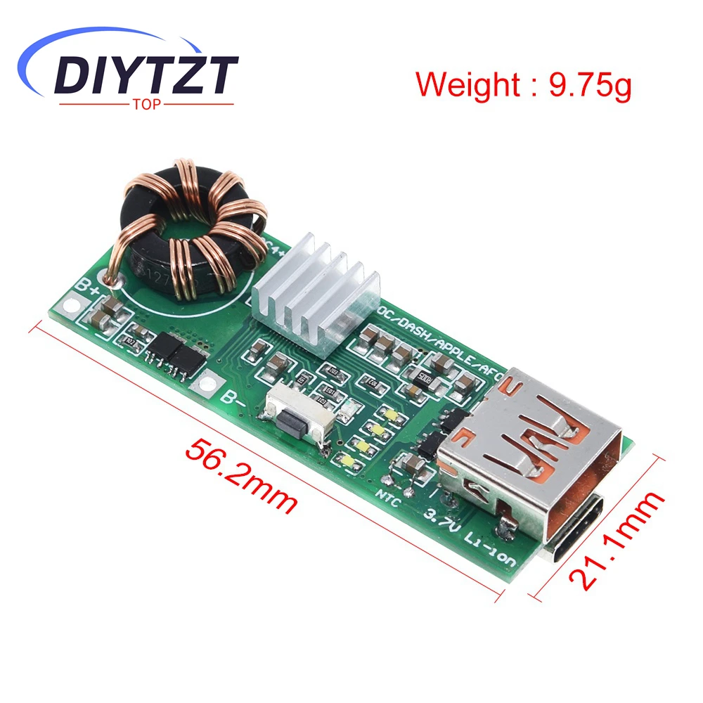 DIYTZT QC4.0 QC3.0 Double Way PD Mobile Phone Power Bank Quick Charge 3.7V to 5V 9V 4.5A 22.5W Type-C USB Boost Charger Board