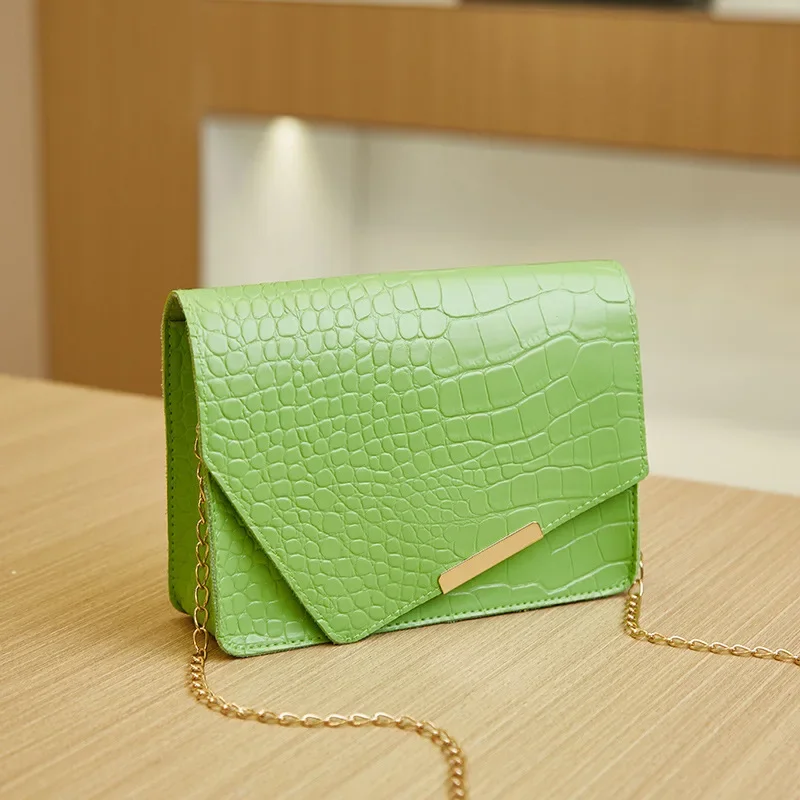 Fashion Rhombic Chain Solid Color One Shoulder Small Square Bag