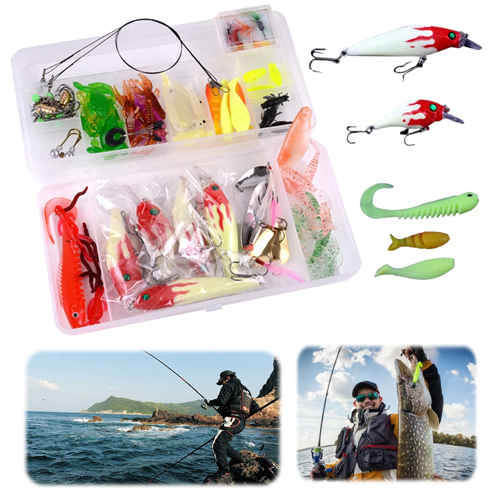 Carbon Steel Fishing Lures Kit Multifunction Topwater Bait Rigs Reusable Spinnerbaits Set for Outdoor Fishing Accessories Tool