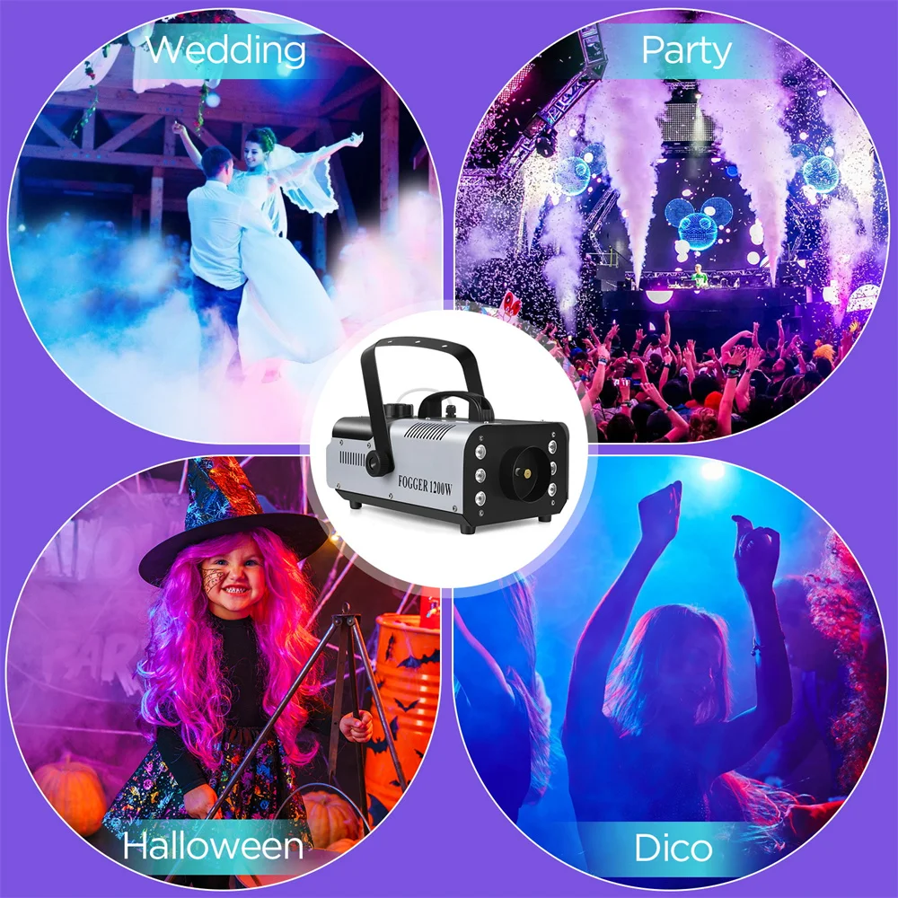 1200W Mini Smoke Machine With 6 RGB LED Light Smoke Machine With Remote Control And 1L Tank for Wedding Party Theater Disco Club mini smoke machine
