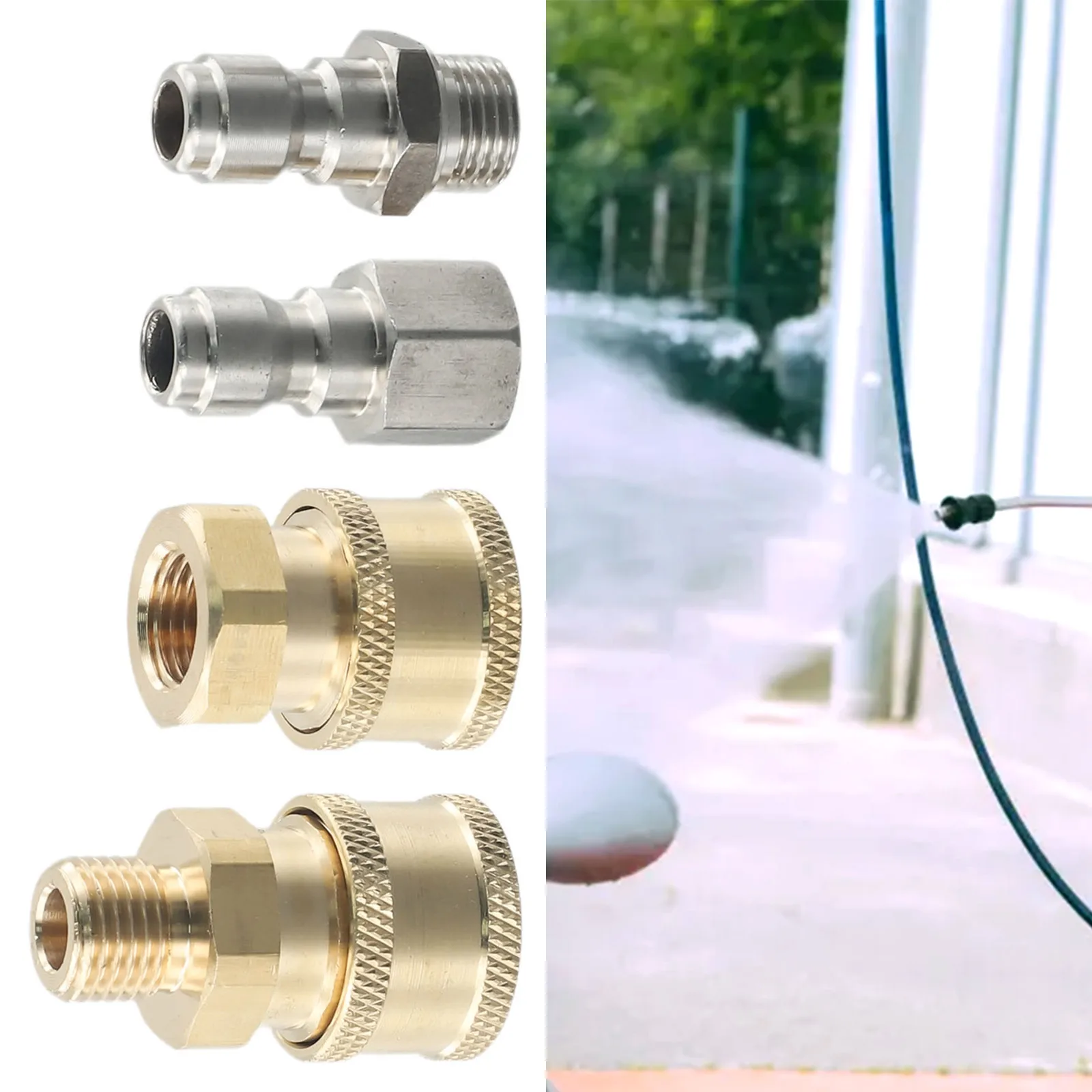 

Pressure Washer Coupling Quick Release Adapter 1/4\" Male Male Fitting Garden Power Tools Replacement Parts