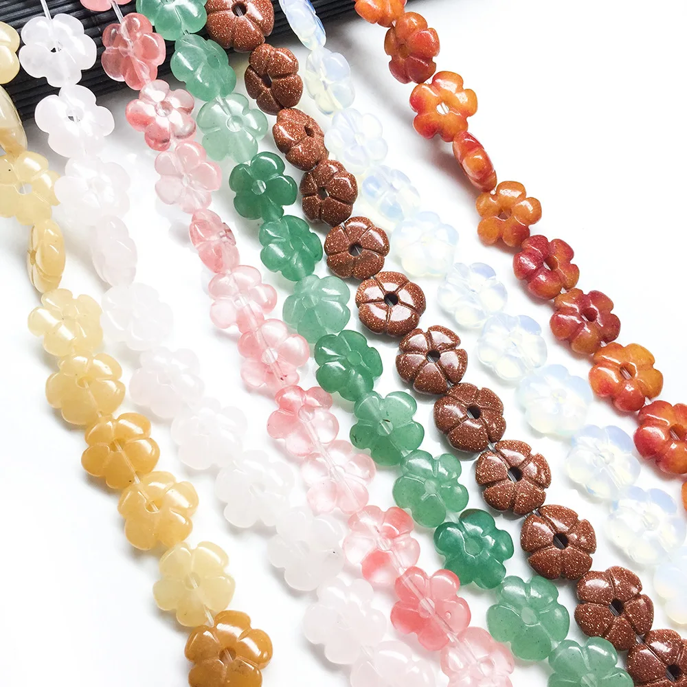 6*14mm Natural Semi-precious Stone Flower Shape High Quality Plum DIY Beads for Jewelry Necklace Wholesale Bulk Women Jewelry