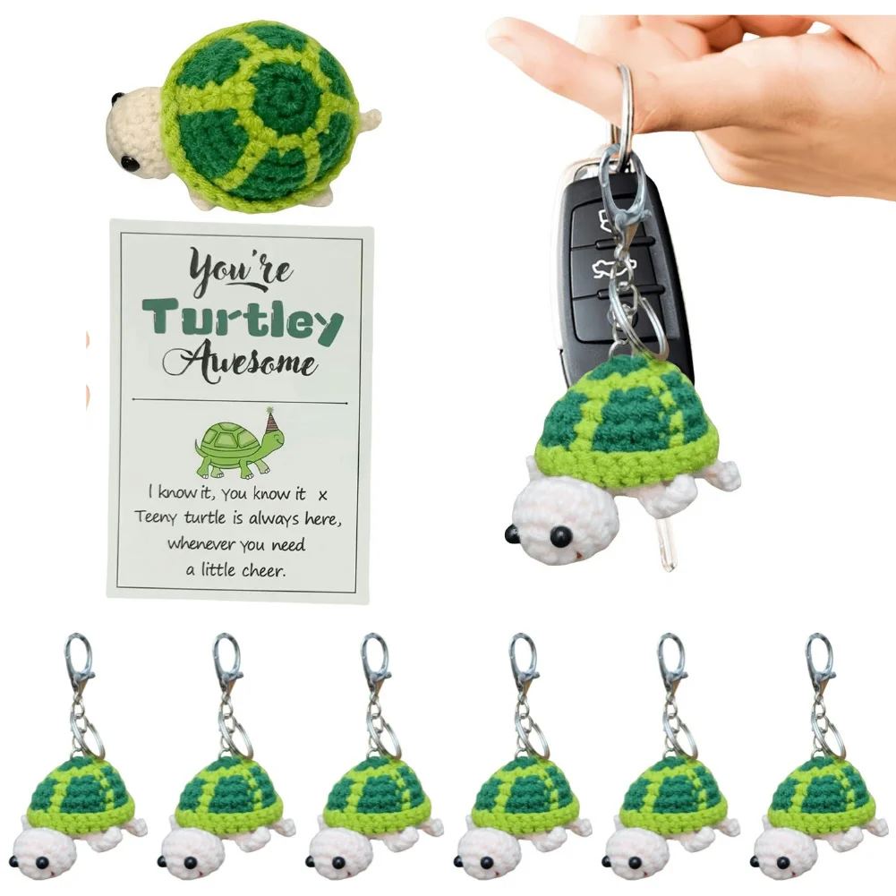 Mini Funny Positive Turtle Handmade Knitted Positive Turtle Doll Emotional Support Crochet Sea Turtles Christmas Gifts