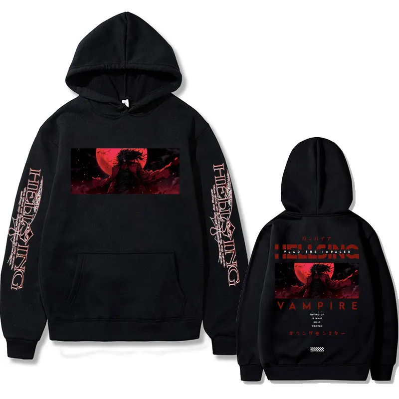 

Anime Hellsing Alucard Vlad The Impaler Campire Giving Up Is What Kills People Graphic Hoodie Male Casual Vintage Sweatshirts