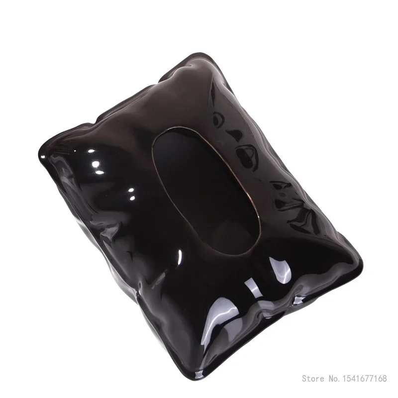 Cream Style Ceramic Tissue Box, Creative Light Luxury Napkin Box Black, Silver, Beige, Home Living Room Bedroom Hotel Decor, 1Pc