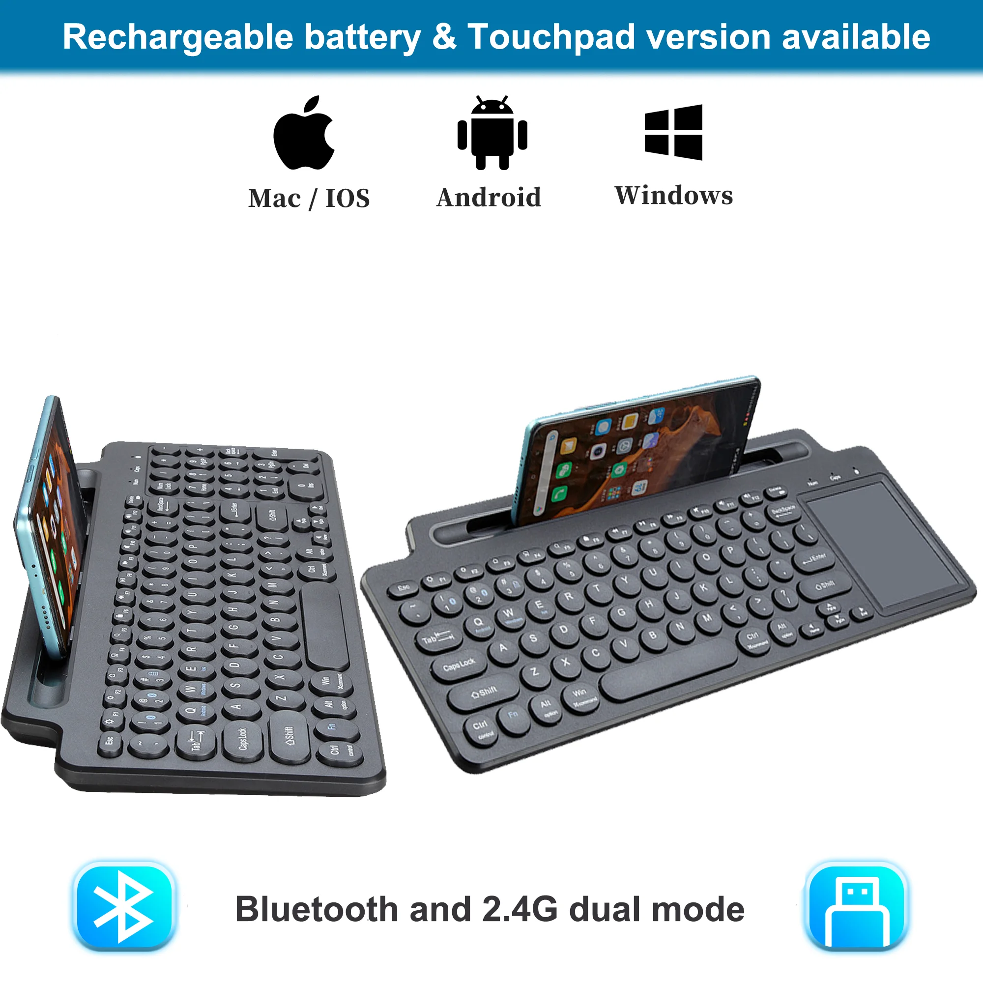 

Клавиатура компьютерная беспроводная с сенсорной панелью и сенсорной панелью