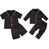 2020-09-09 Lioraitiin 1-7T Toddler Baby Black Satin Pajamas Infant Boy Short/Long Sleeve Pants Sleepwear Casual 2PCS Homewear 1
