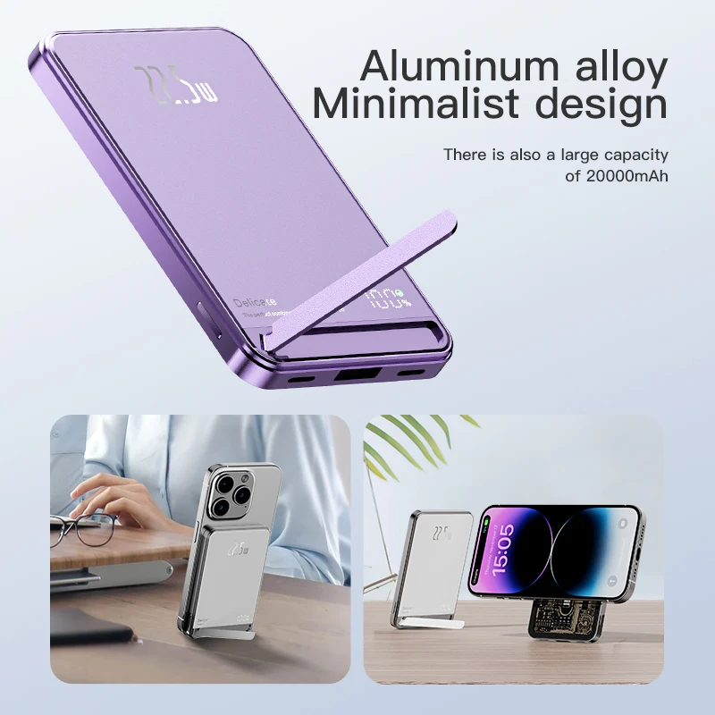 Xilecaly 20000mAh Fast Charger For Magsafe Power Bank High quality Alloy With Battery Wireless Powerbank Magnetic Phone Charger 2