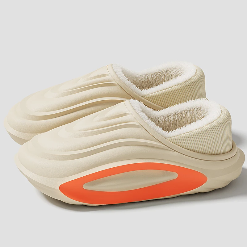 Outdoor Eva Waterproof Cotton Slippers Women 2025 Indoor Anti Slip Padded Plush Slides Woman Winter Warm Home Shoes Plus Size 45