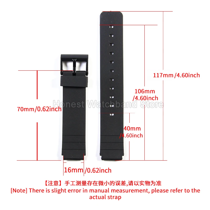 Sleek Black Minimalist Resin Watch Band - 16mm, Seamless Comfort