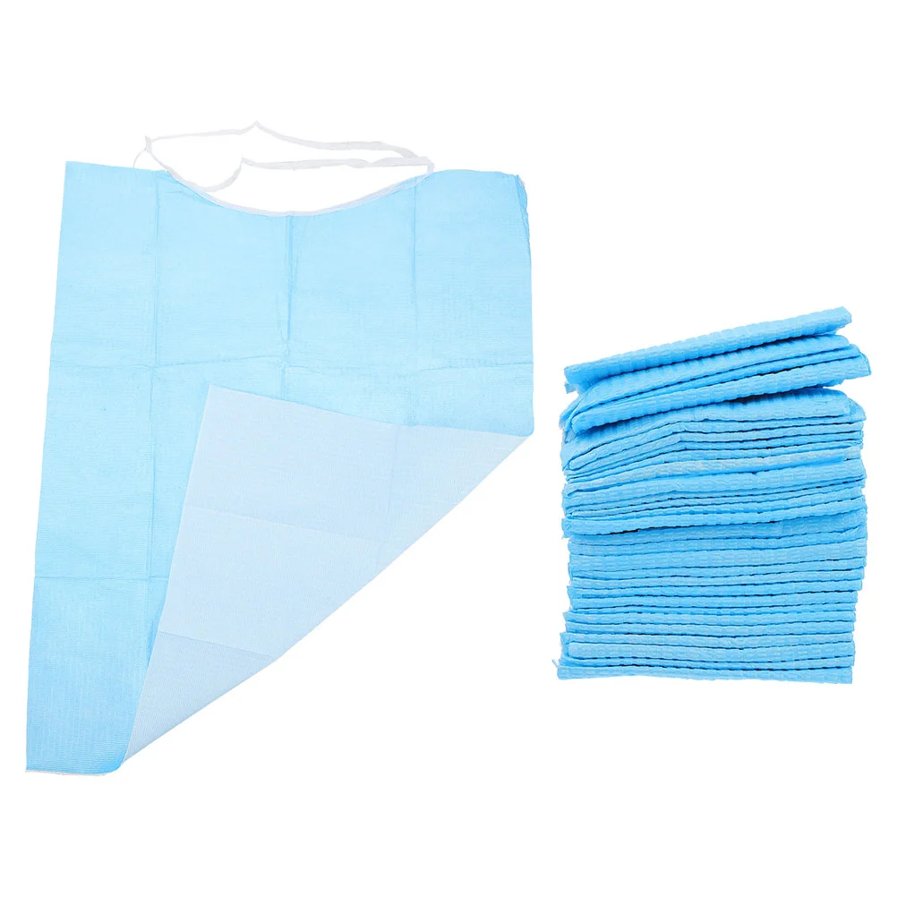 

60 Pcs Disposable Bib Children Care Home Elders Aprons Pvc Anti-oil Bibs Nursing Materials