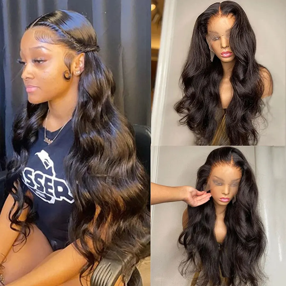 360 Full Lace Wig Human Hair 32 inch Body Wave Transparent HD Lace Frontal Wigs 180% 13x4 Lace Front Human Hair Wigs Pre Plucked 1