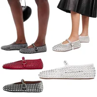 Women Shiny Rhinestone Shoes with Buckle Strap Rhinestone Ballet Flats Crystal Ballerina Shoes Comfortable Female Casual Shoes 1