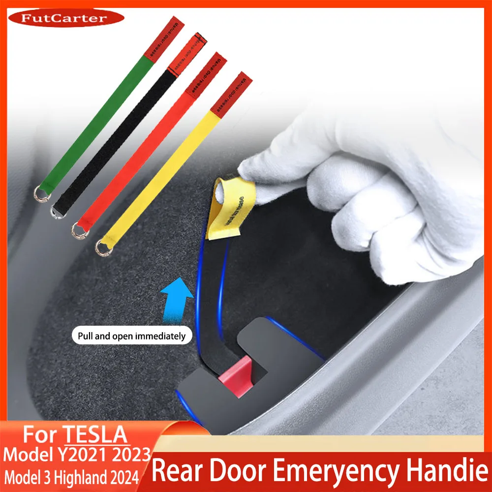 Car Emergency Handle ForTesla Model Y Model 3 Highland Rear Door Mechanical Switch Handle Emergency Puller Button Car Accessories