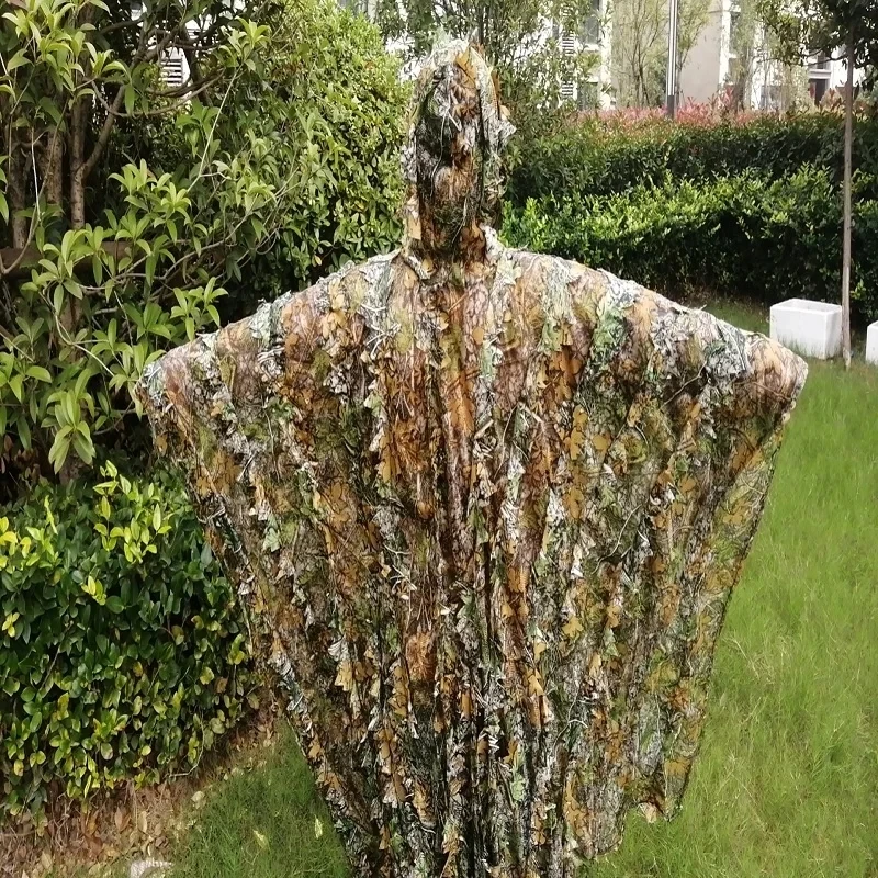 Poncho camouflage ghillie 3D complet pour chasse discrète pêche et jeux CS en extérieur