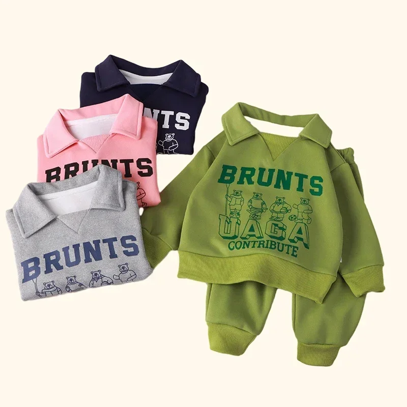 Children Clothes Sets Autumn Winter Polo Sweatshirt+Pants Sport Suits for Kids Boys Girls Warm Tracksuits Kids Clothing 5