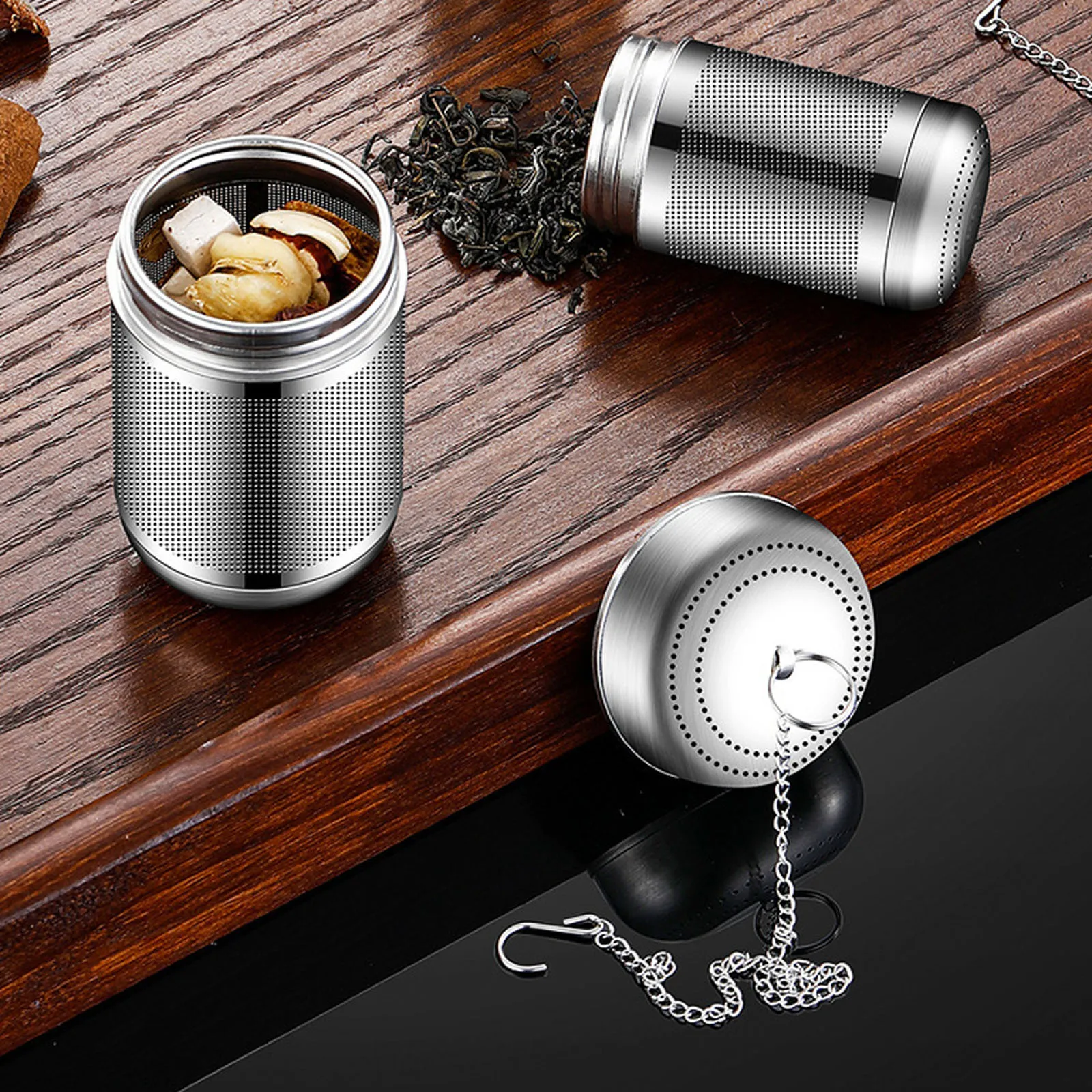 Stainless Steel Tea Infuser Fine Mesh Tea Strainer Filters Reusable Loose Leaf Steeper with Chain for Cup Teapot