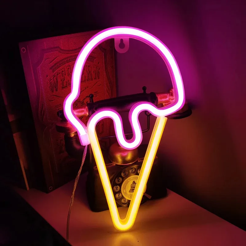 

Ice Cream Neon Sign Light Wall Hanging Shop Bar Restaurant Window Decoration Christmas Holiday Led Lamp Children's night light