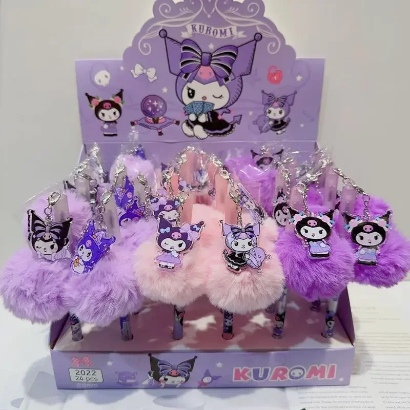 

Sanrio гелевая ручка Kuromi Melody мультяшный плюшевый кулон 24 шт. кавайные студенты канцелярские принадлежности Милая школьная Ручка для подписи оптовая продажа