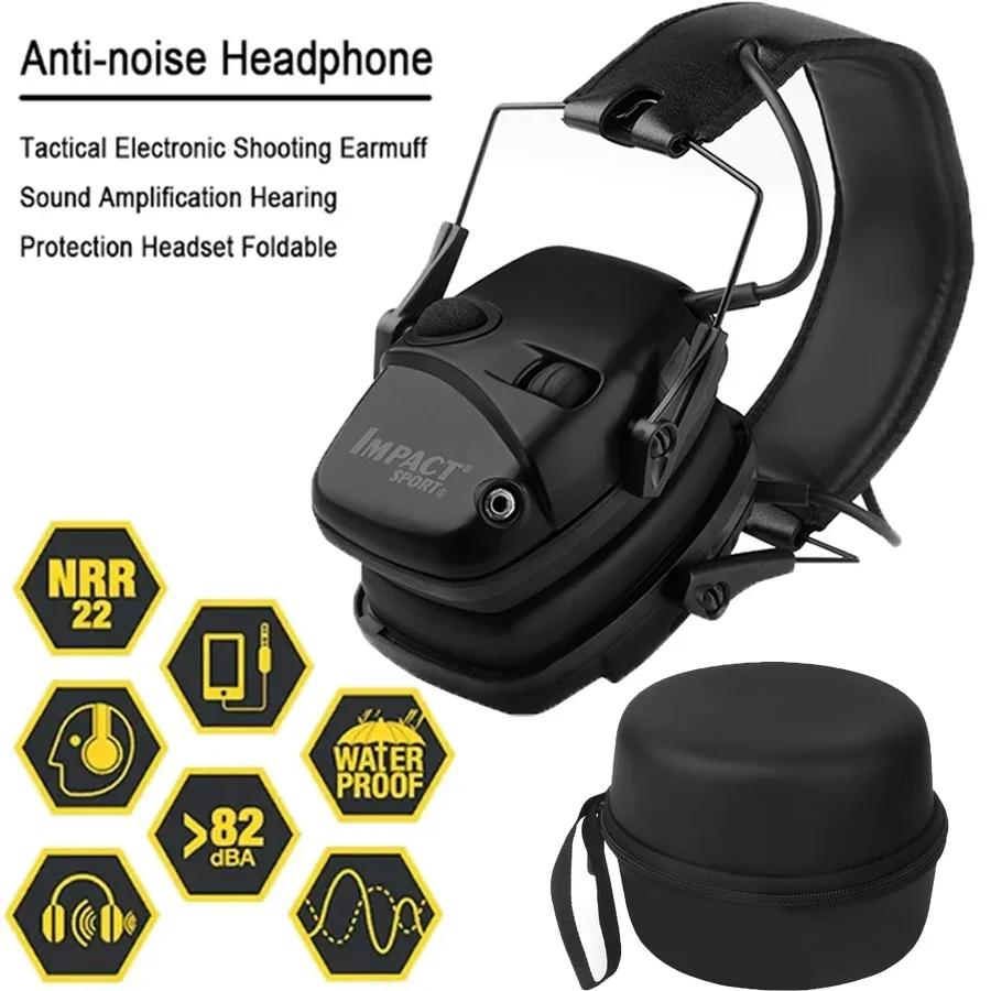 Tactical Active Anti-noise Earmuff with Bag for Hunting Shooting Headphones Noise Reduction Electronic Hearing Ear Protection