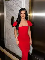 New Women's Short  Sleevel Square Neck Diamonds Bandage Dress Floor Length Bodycon Fashion Celebrity Party Maxi Dress - Image 4