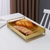 1PC Nordic Metal Tray Dried Fruit Plate Snack Fruit Dish Rectangular Snack Tray Storage Plate With Lid Dessert Tray 4
